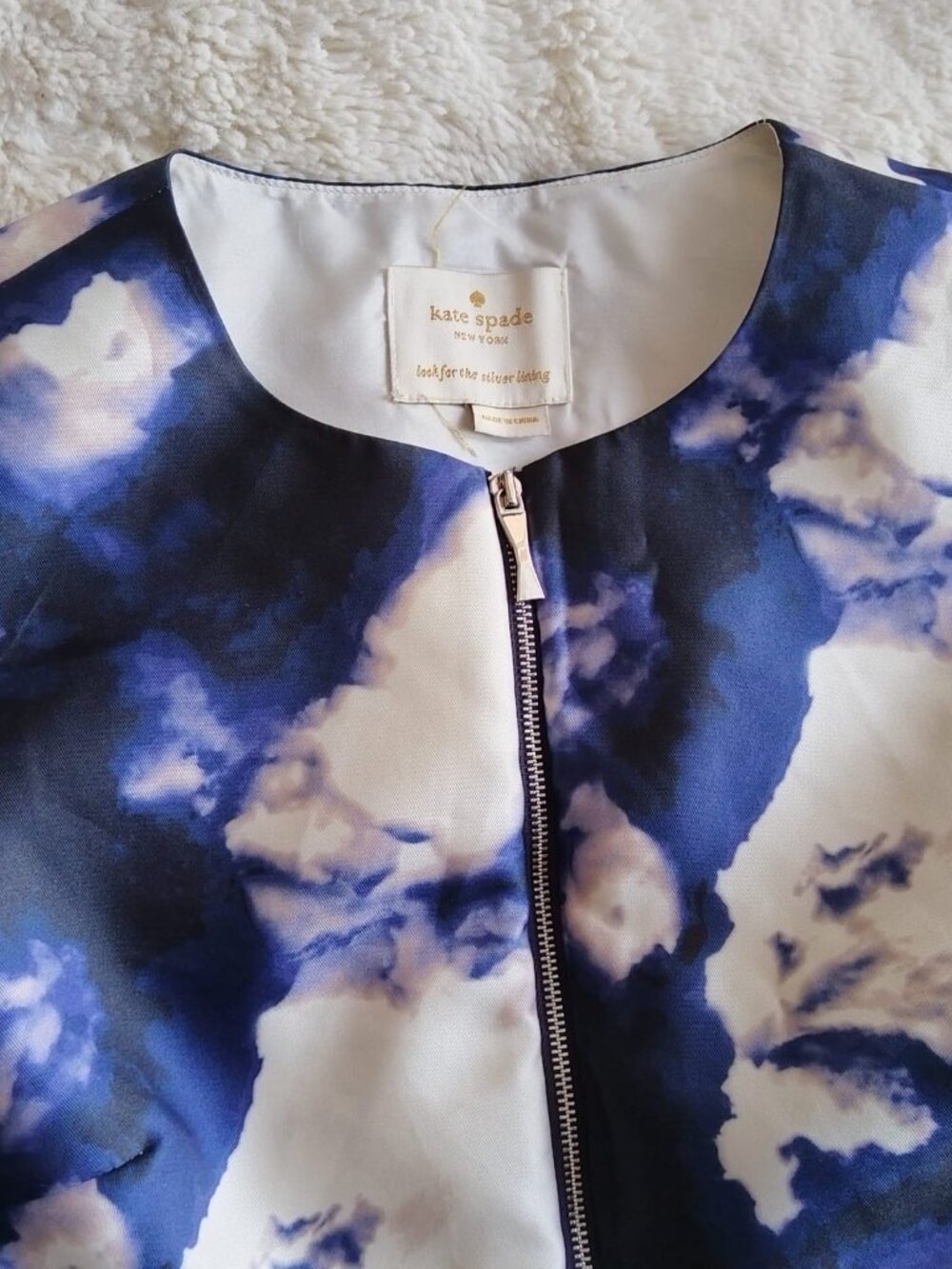 kate spade Blue and White Cloud-Print Sleeveless Mini Dress - Picture 2 of 14